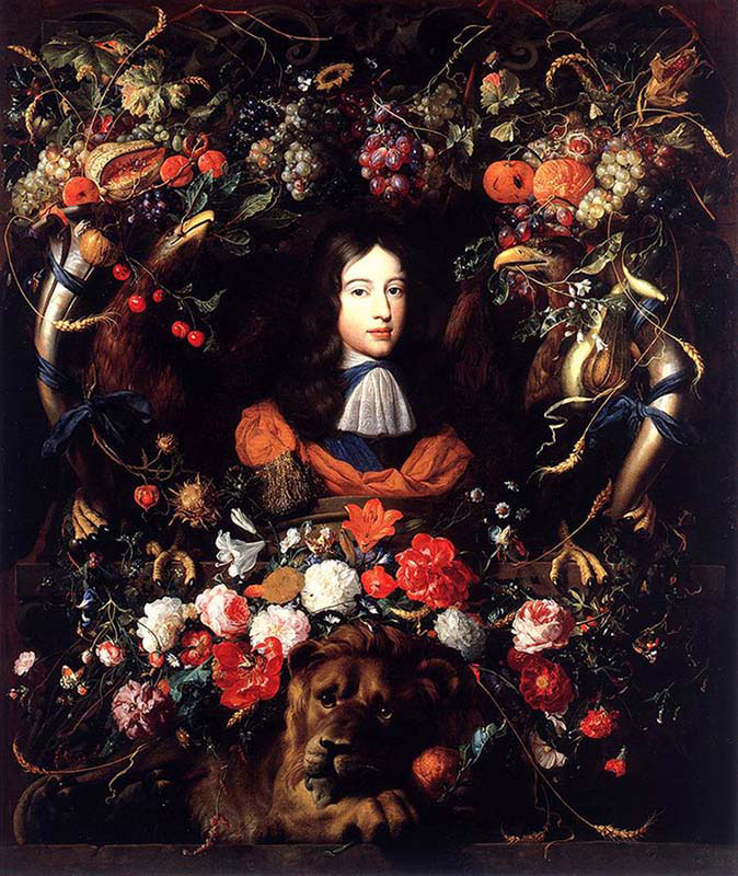 Garland of Flowers and Fruit with the Portrait of Prince William three of Orange